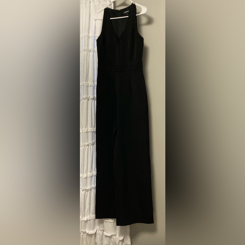 Express Mesh Inset Wide Leg Jumpsuit - Picture 3 of 7